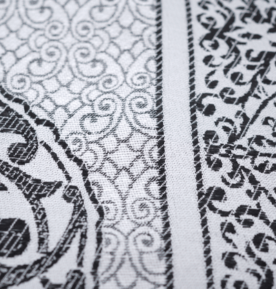 Modefa Prayer Rug White/Black Chenille Ottoman Islamic Prayer Mat - White/Black