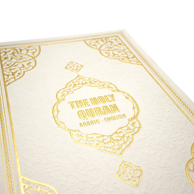 Modefa Prayer Rug White Gold Prayer Rug Gift Box Set - With Quran & Prayer Beads - White Gold