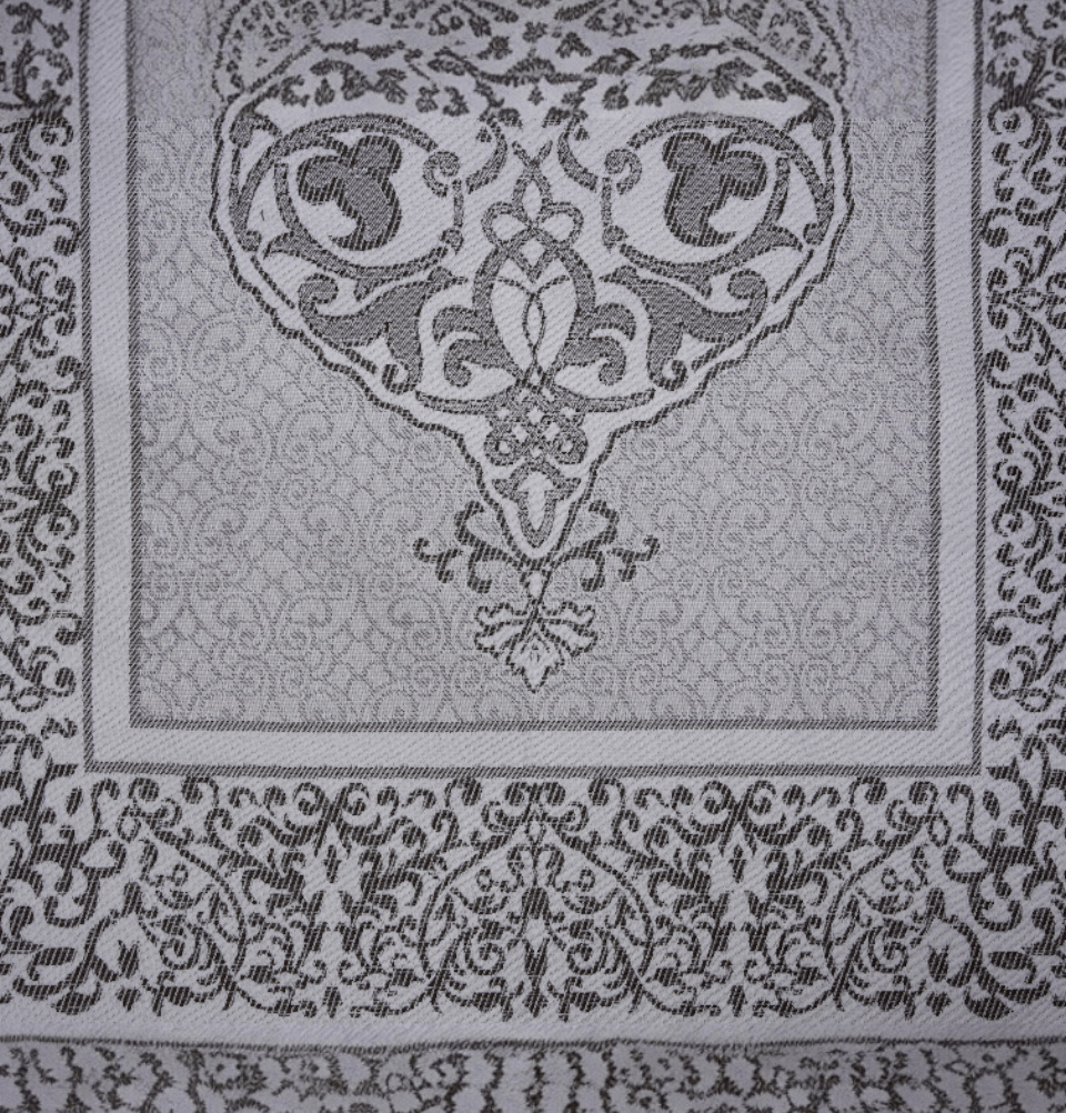 Modefa Prayer Rug White/Grey Chenille Ottoman Islamic Prayer Mat - White/Grey