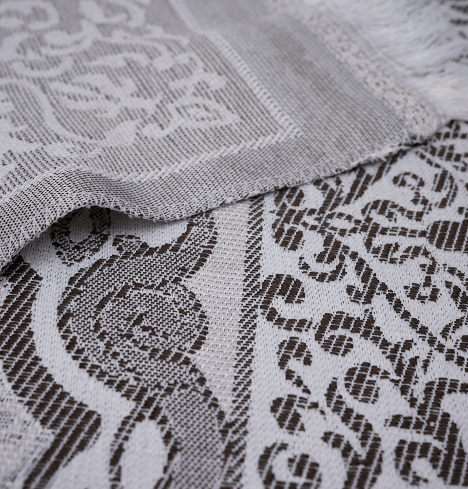 Modefa Prayer Rug White/Grey Chenille Ottoman Islamic Prayer Mat - White/Grey