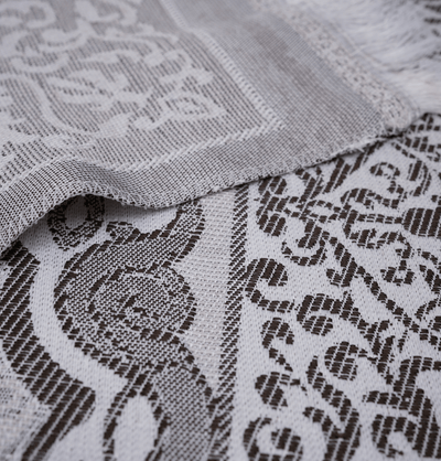 Modefa Prayer Rug White/Grey Chenille Ottoman Islamic Prayer Mat - White/Grey