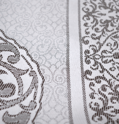 Modefa Prayer Rug White/Grey Chenille Ottoman Islamic Prayer Mat - White/Grey