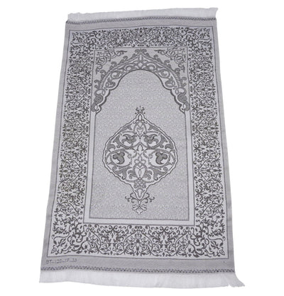 Modefa Prayer Rug White/Grey Chenille Ottoman Islamic Prayer Mat - White/Grey