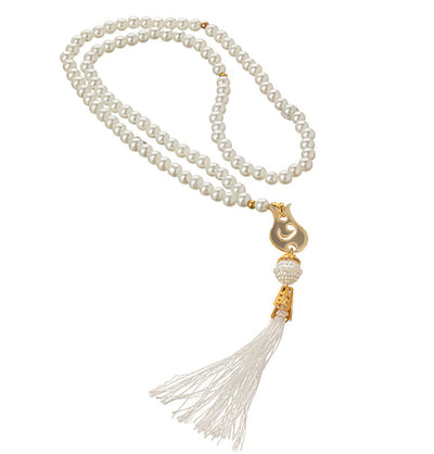 Modefa Prayer Rug White Ramadan Lantern Cylinder Gift Box Set with Prayer Mat & Prayer Beads - Ivory