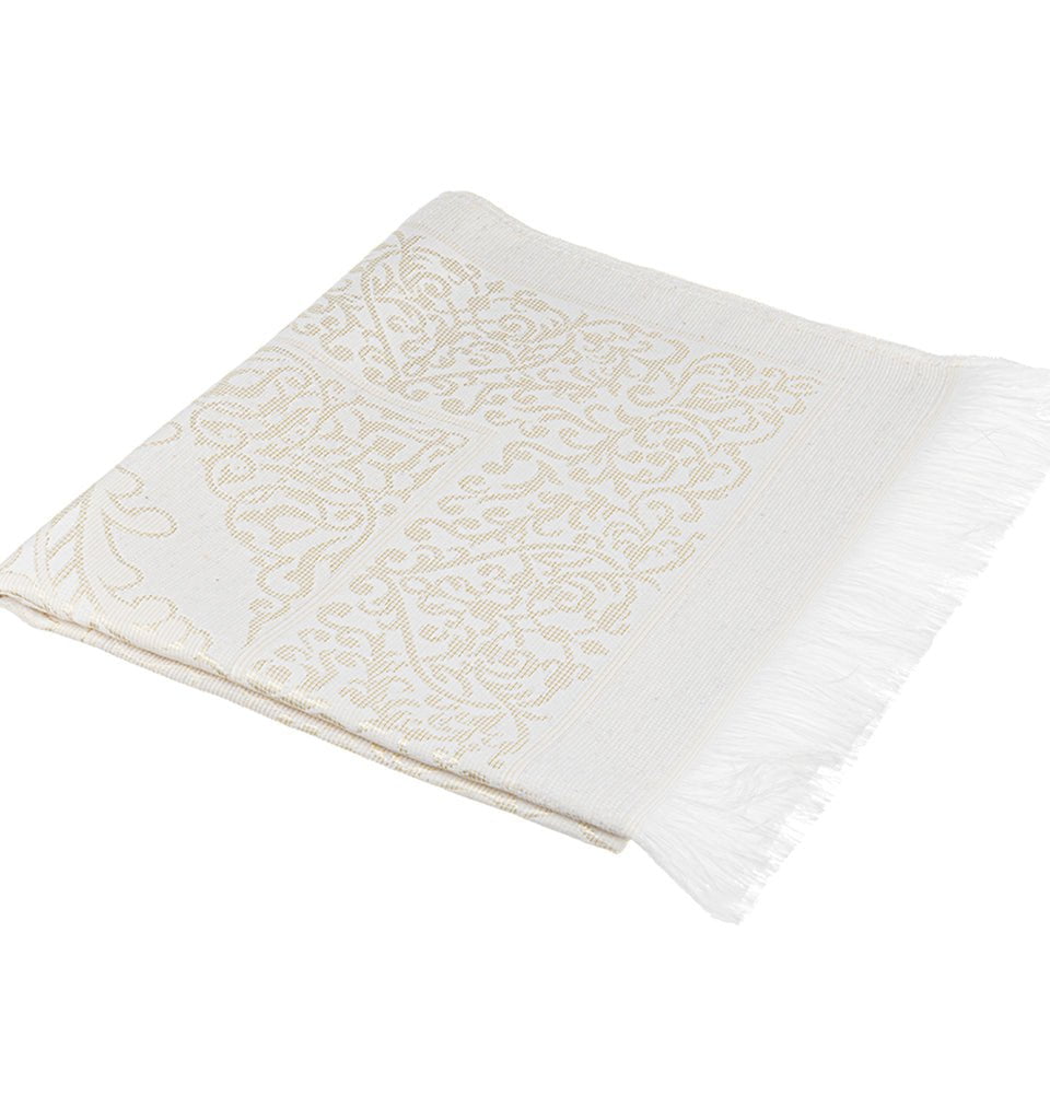 Modefa Prayer Rug White Ramadan Lantern Cylinder Gift Box Set with Prayer Mat & Prayer Beads - Ivory