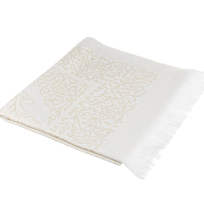 Modefa Prayer Rug White Ramadan Lantern Cylinder Gift Box Set with Prayer Mat & Prayer Beads - Ivory