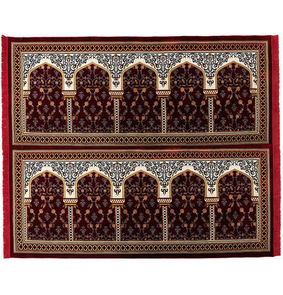 Modefa Prayer Rug Wide 10 Person Masjid Islamic Prayer Rug - Floral Arkan Red