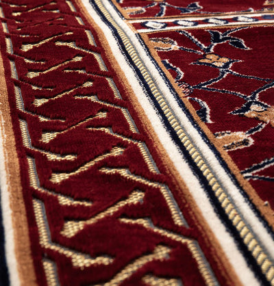 Modefa Prayer Rug Wide 10 Person Masjid Islamic Prayer Rug - Floral Arkan Red