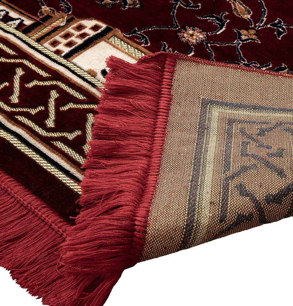Modefa Prayer Rug Wide 10 Person Masjid Islamic Prayer Rug - Floral Arkan Red