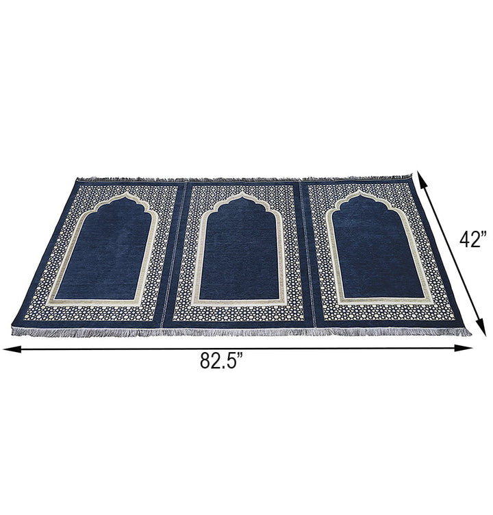 JORNAL STANDERD FURNITUREペルシャ絨毯133x200cm Wide 3 Person Masjid Islamic Prayer Rug - Chenille Embroidered Selcuk