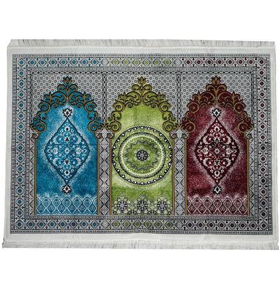 Modefa Prayer Rug Wide 3 Person Prayer Rug Multicolored #17-1 Green