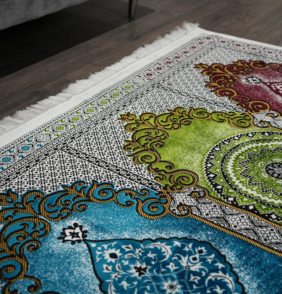 Modefa Prayer Rug Wide 3 Person Prayer Rug Multicolored #17-1 Green