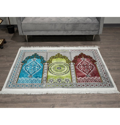 Modefa Prayer Rug Wide 3 Person Prayer Rug Multicolored #17-1 Green