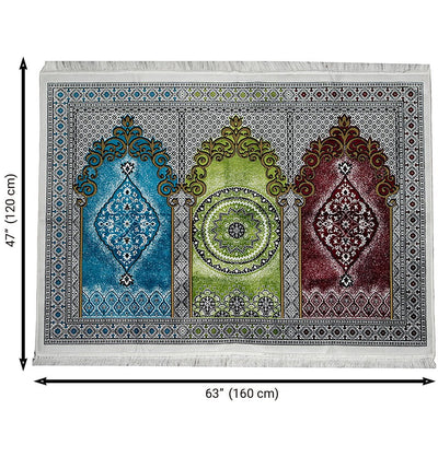 Modefa Prayer Rug Wide 3 Person Prayer Rug Multicolored #17-1 Green
