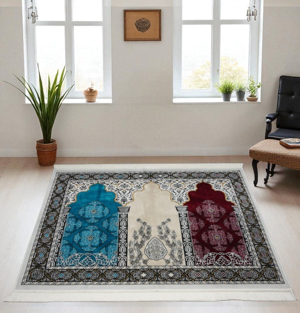 Modefa Prayer Rug Wide 3 Person Prayer Rug Multicolored - #17-10