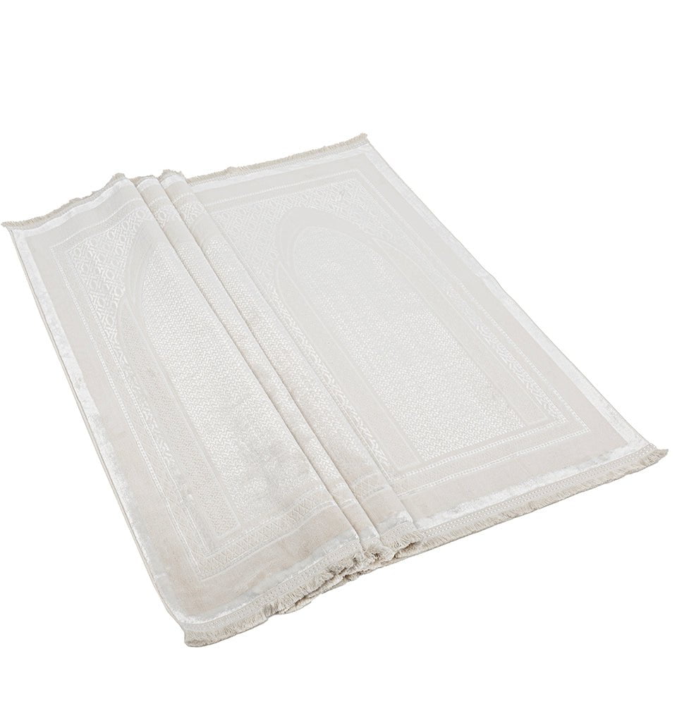 Modefa Prayer Rug Wide 4 Person Masjid Islamic Prayer Rug - Serenity Garden Creme