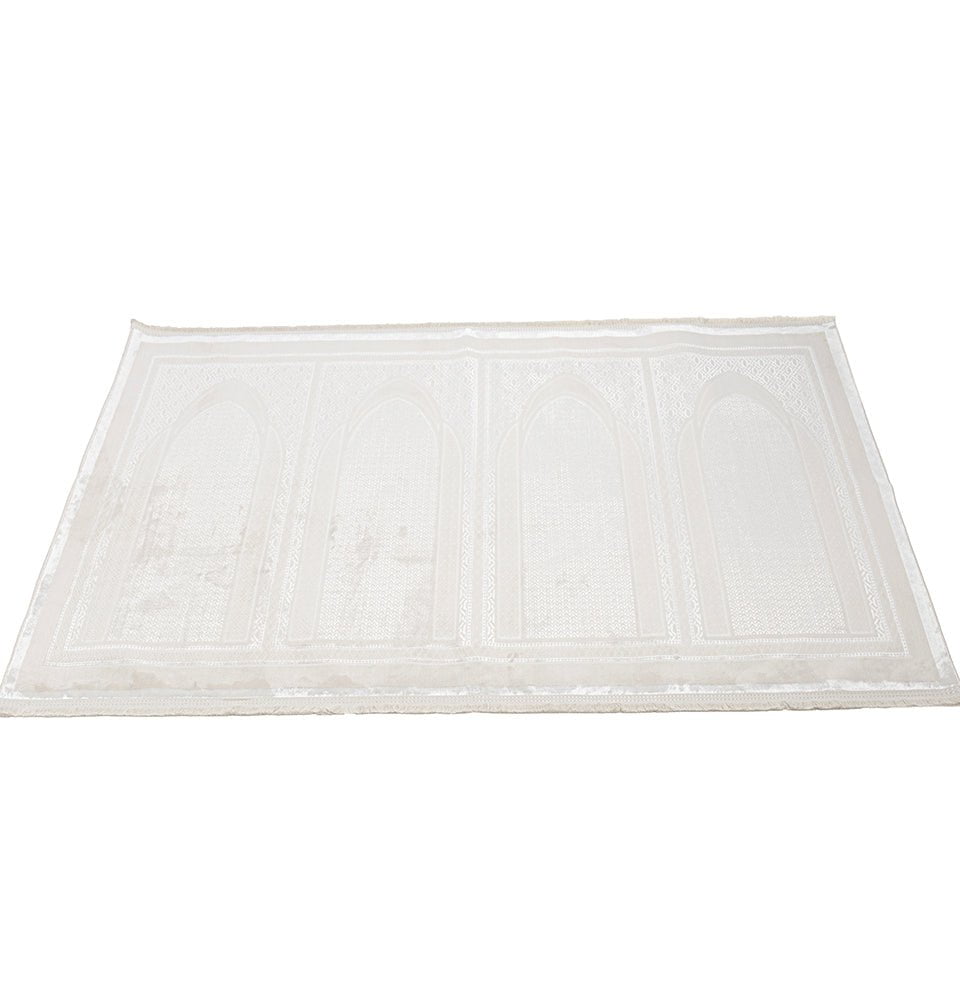 Modefa Prayer Rug Wide 4 Person Masjid Islamic Prayer Rug - Serenity Garden Creme