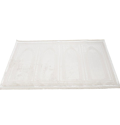 Modefa Prayer Rug Wide 4 Person Masjid Islamic Prayer Rug - Serenity Garden Creme