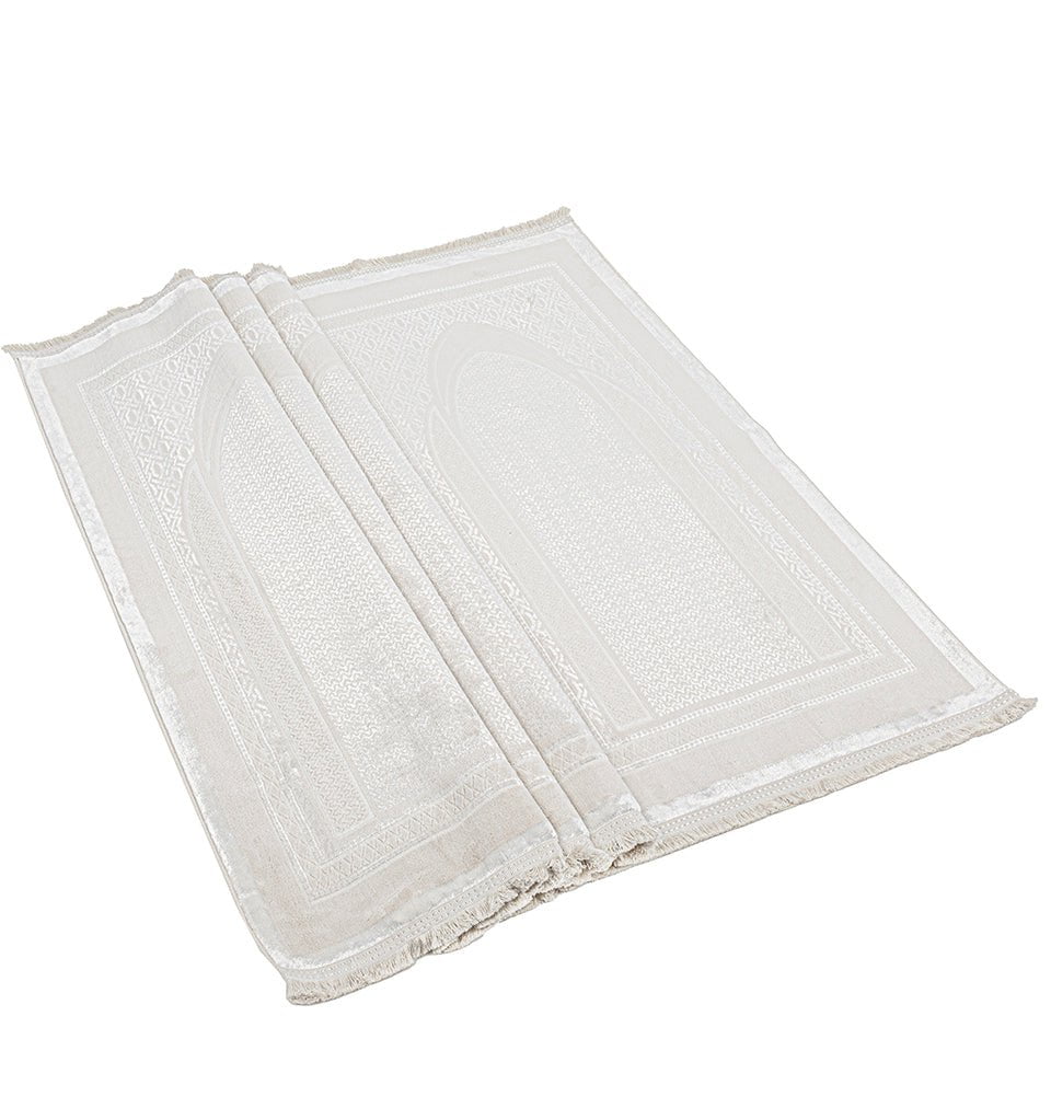 Modefa Prayer Rug Wide 4 Person Masjid Islamic Prayer Rug - Serenity Garden Creme