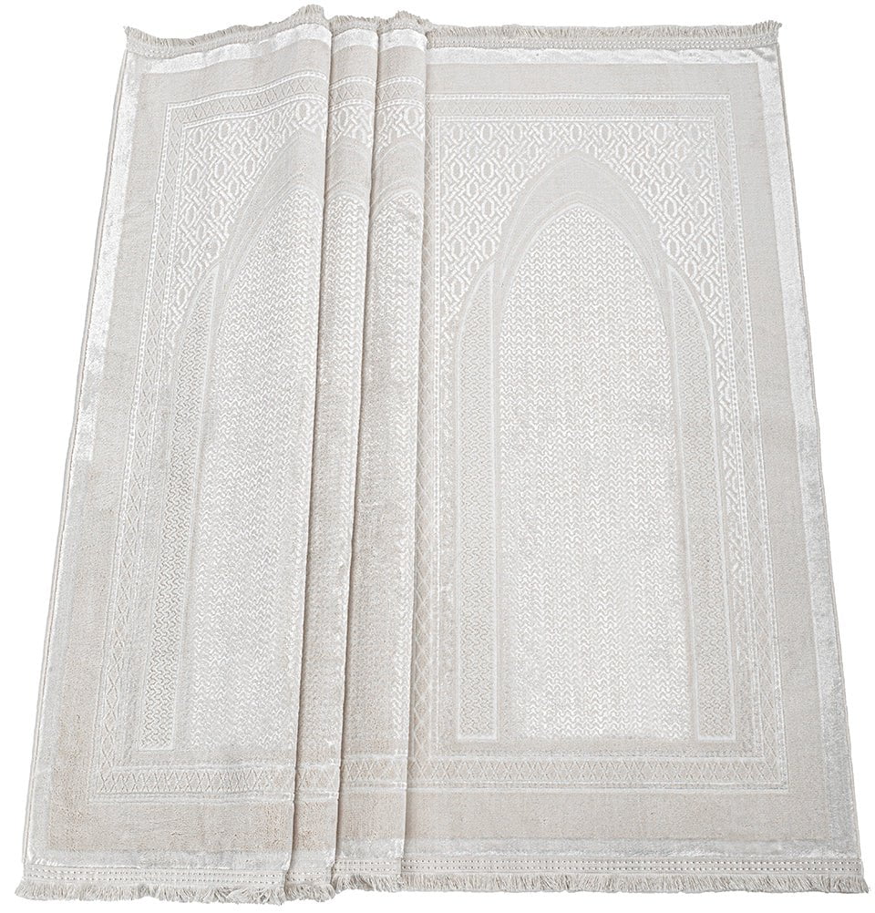 Modefa Prayer Rug Wide 4 Person Masjid Islamic Prayer Rug - Serenity Garden Creme
