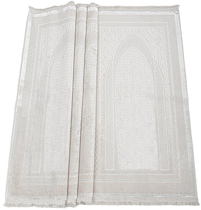 Modefa Prayer Rug Wide 4 Person Masjid Islamic Prayer Rug - Serenity Garden Creme