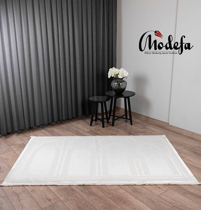 Modefa Prayer Rug Wide 4 Person Masjid Islamic Prayer Rug - Serenity Garden Creme