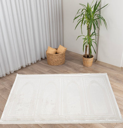 Modefa Prayer Rug Wide 4 Person Masjid Islamic Prayer Rug - Serenity Garden Creme