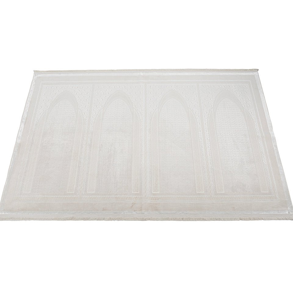 Modefa Prayer Rug Wide 4 Person Masjid Islamic Prayer Rug - Serenity Garden Creme