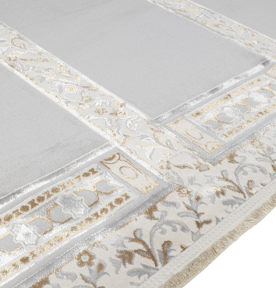 Modefa Prayer Rug Wide 4 Person Masjid Islamic Prayer Rug - Serenity Garden Stone Grey