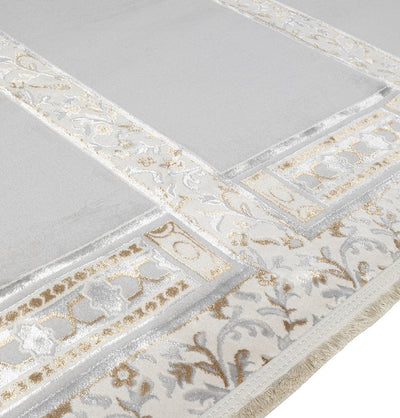 Modefa Prayer Rug Wide 4 Person Masjid Islamic Prayer Rug - Serenity Garden Stone Grey
