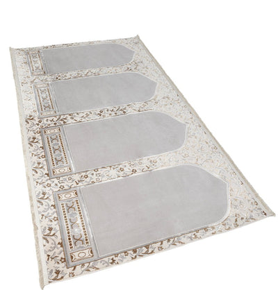 Modefa Prayer Rug Wide 4 Person Masjid Islamic Prayer Rug - Serenity Garden Stone Grey