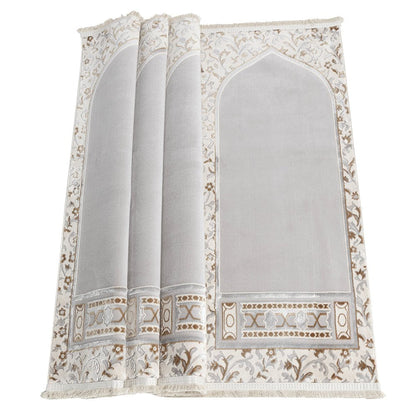Modefa Prayer Rug Wide 4 Person Masjid Islamic Prayer Rug - Serenity Garden Stone Grey