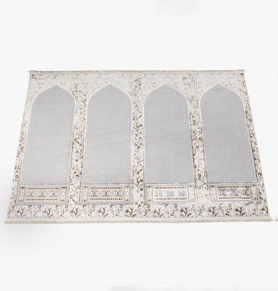 Modefa Prayer Rug Wide 4 Person Masjid Islamic Prayer Rug - Serenity Garden Stone Grey