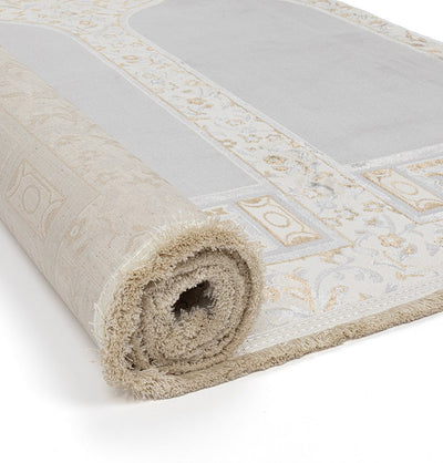 Modefa Prayer Rug Wide 4 Person Masjid Islamic Prayer Rug - Serenity Garden Stone Grey