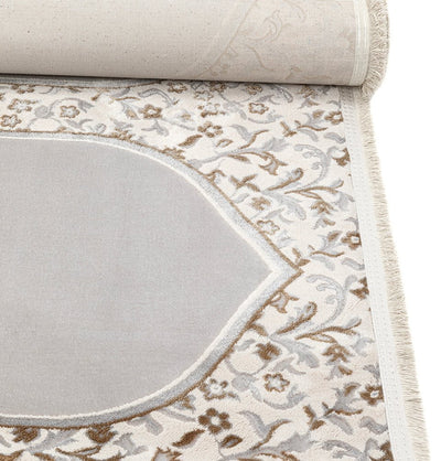 Modefa Prayer Rug Wide 4 Person Masjid Islamic Prayer Rug - Serenity Garden Stone Grey