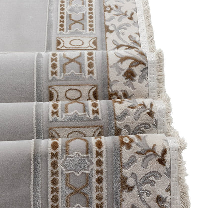 Modefa Prayer Rug Wide 4 Person Masjid Islamic Prayer Rug - Serenity Garden Stone Grey