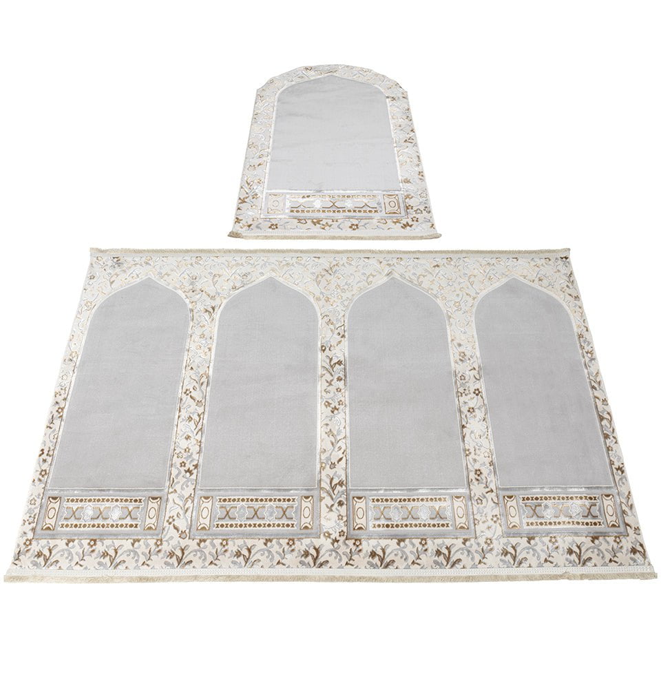 Wide 4 Person Velvet Islamic Prayer Rug With Imam Spot - Serenity Gard