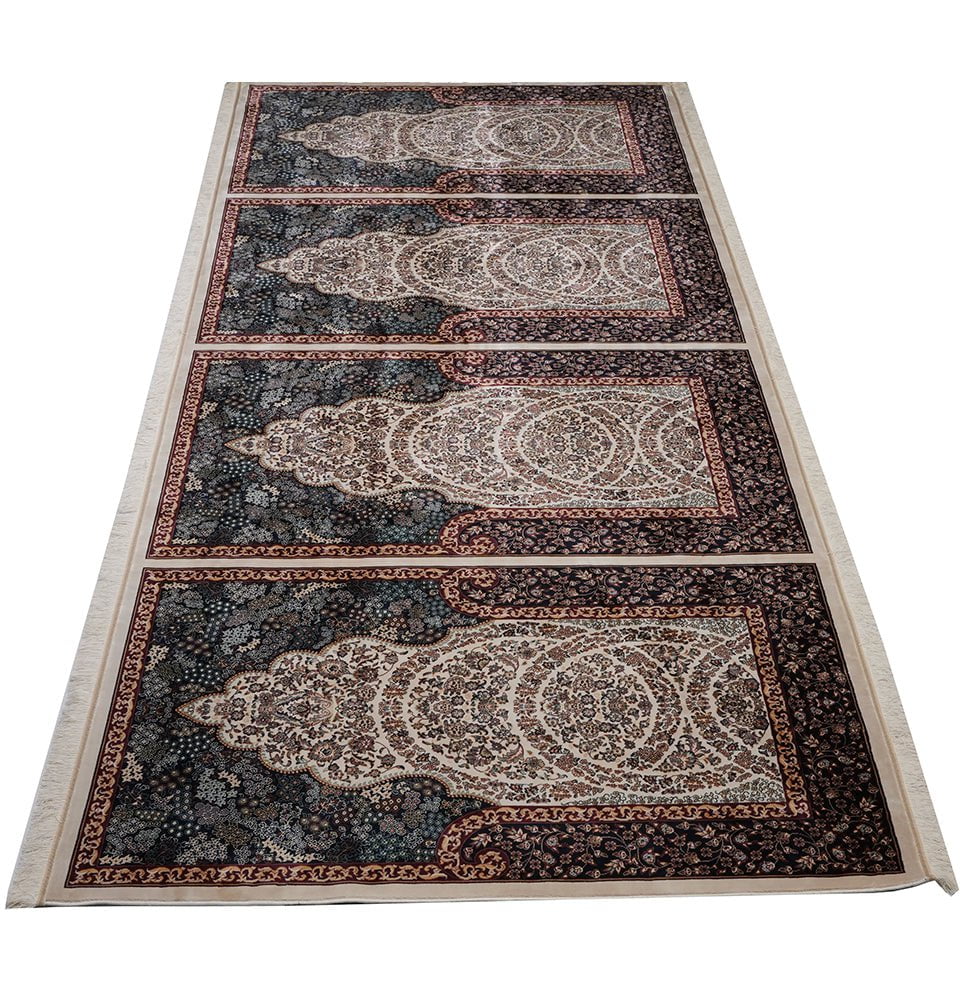 Modefa Prayer Rug Wide 4 Person Velvet Masjid Islamic Prayer Rug - Luxury Lale