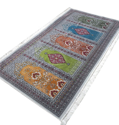 Modefa Prayer Rug Wide 5 Person Islamic Prayer Rug Multicolored - Orange