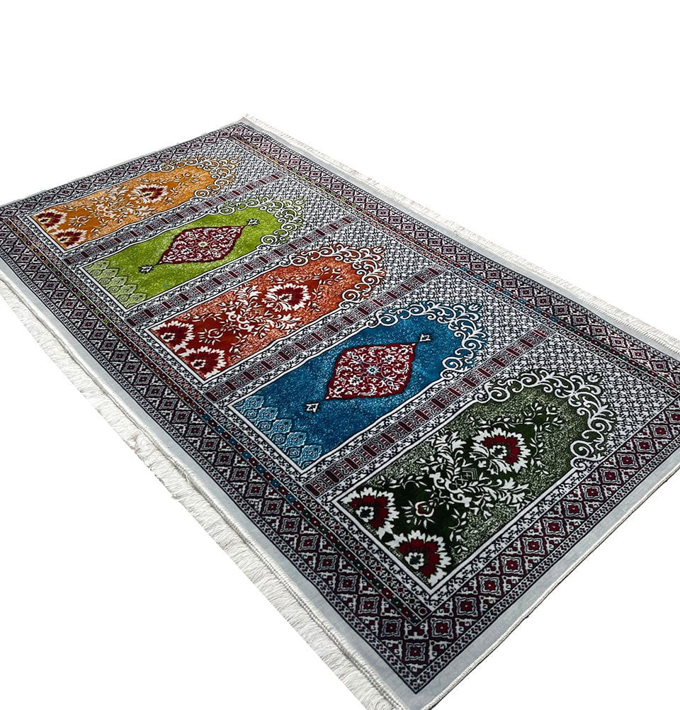 Modefa Prayer Rug Wide 5 Person Islamic Prayer Rug Multicolored - Orange