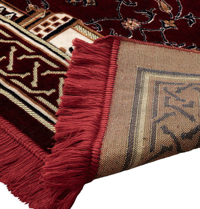 Modefa Prayer Rug Wide 5 Person Masjid Islamic Prayer Rug - Floral Arkan Red