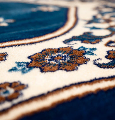 Modefa Prayer Rug Wide 5 Person Masjid Islamic Prayer Rug - Mihrab Blue