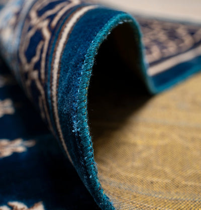 Modefa Prayer Rug Wide 5 Person Masjid Islamic Prayer Rug - Mihrab Blue