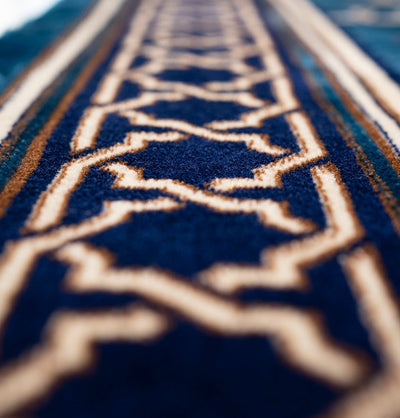 Modefa Prayer Rug Wide 5 Person Masjid Islamic Prayer Rug - Mihrab Blue