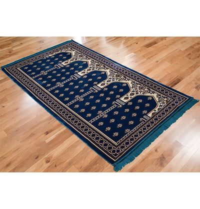Modefa Prayer Rug Wide 5 Person Masjid Islamic Prayer Rug - Mihrab Blue