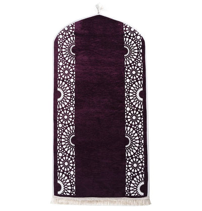 Modefa Purple Chenille Foam Prayer Rug - Mustaqim Purple