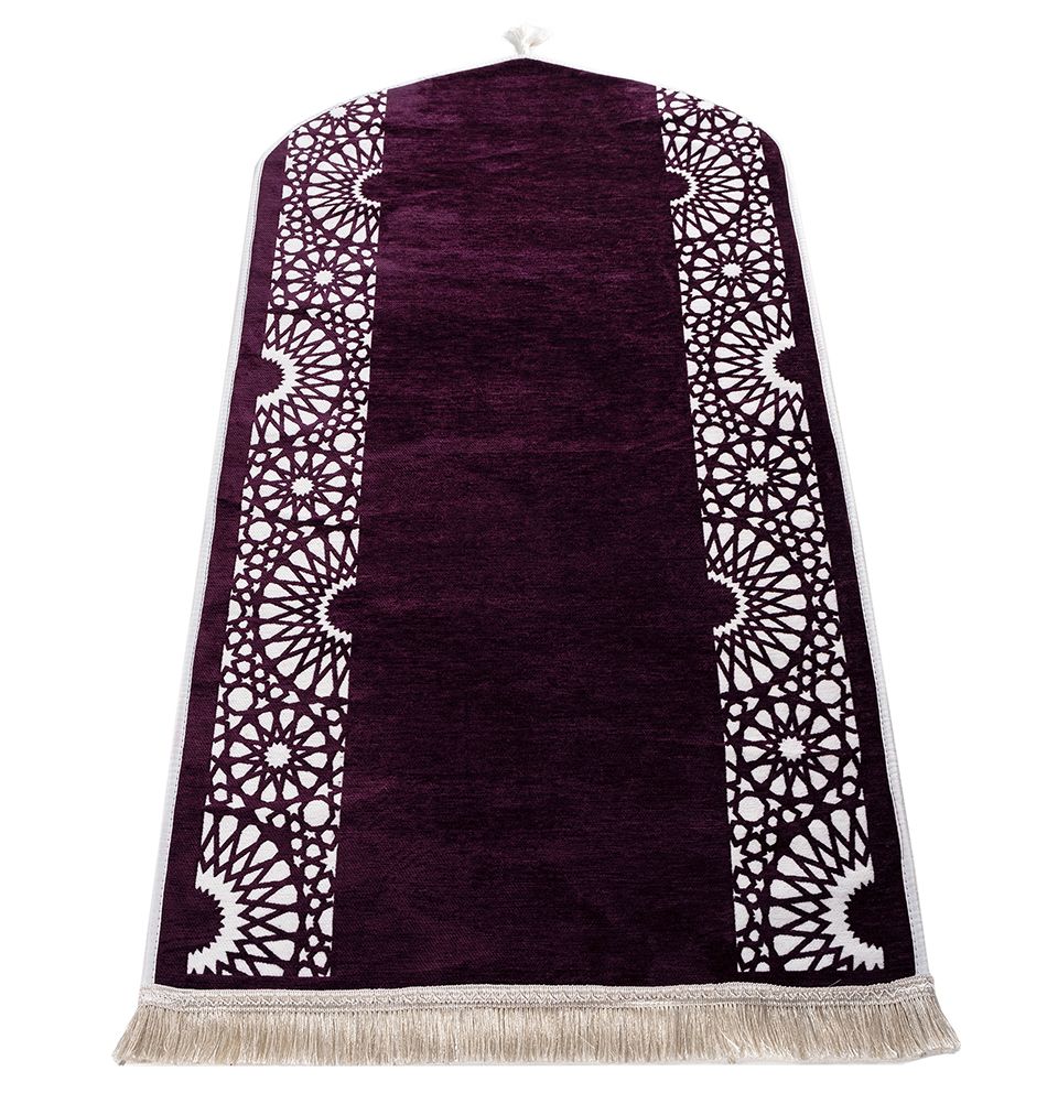 Modefa Purple Chenille Foam Prayer Rug - Mustaqim Purple