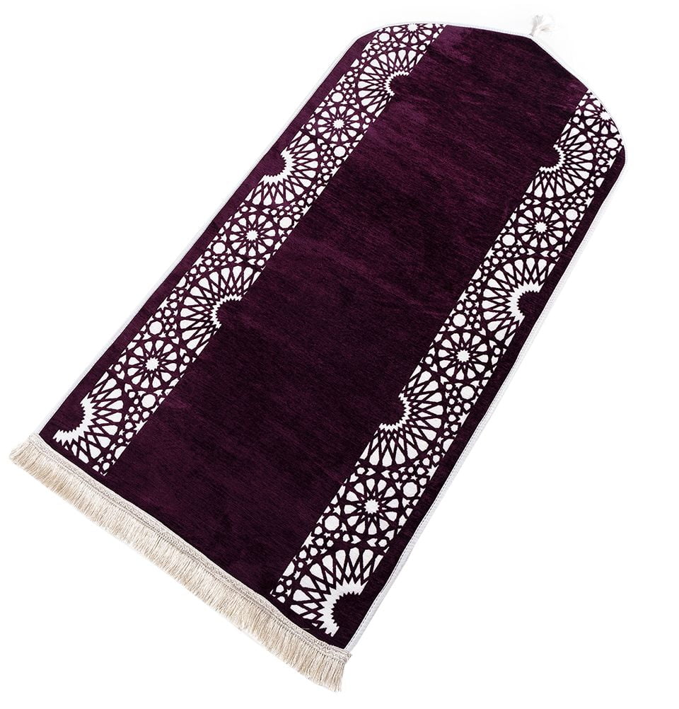 Modefa Purple Chenille Foam Prayer Rug - Mustaqim Purple