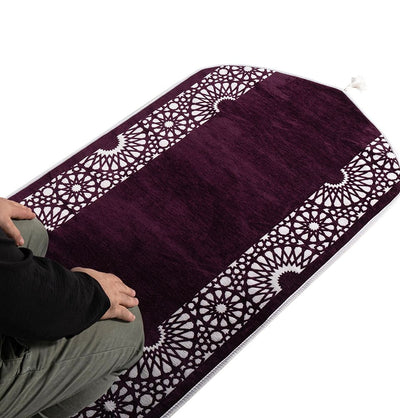 Modefa Purple Chenille Foam Prayer Rug - Mustaqim Purple