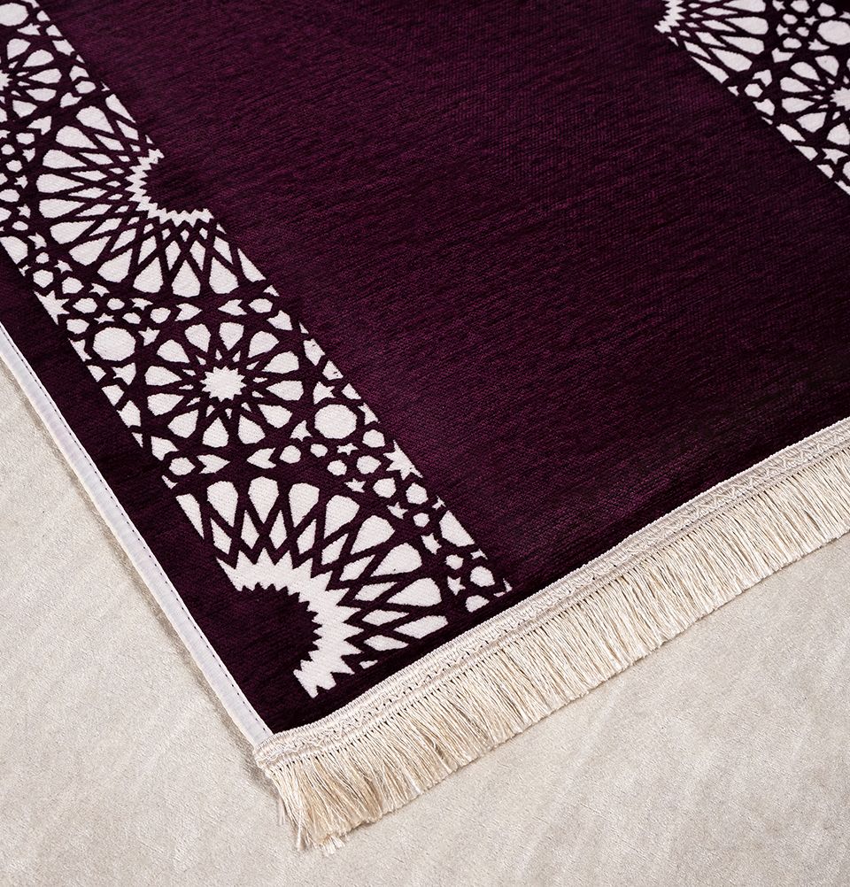 Modefa Purple Chenille Foam Prayer Rug - Mustaqim Purple